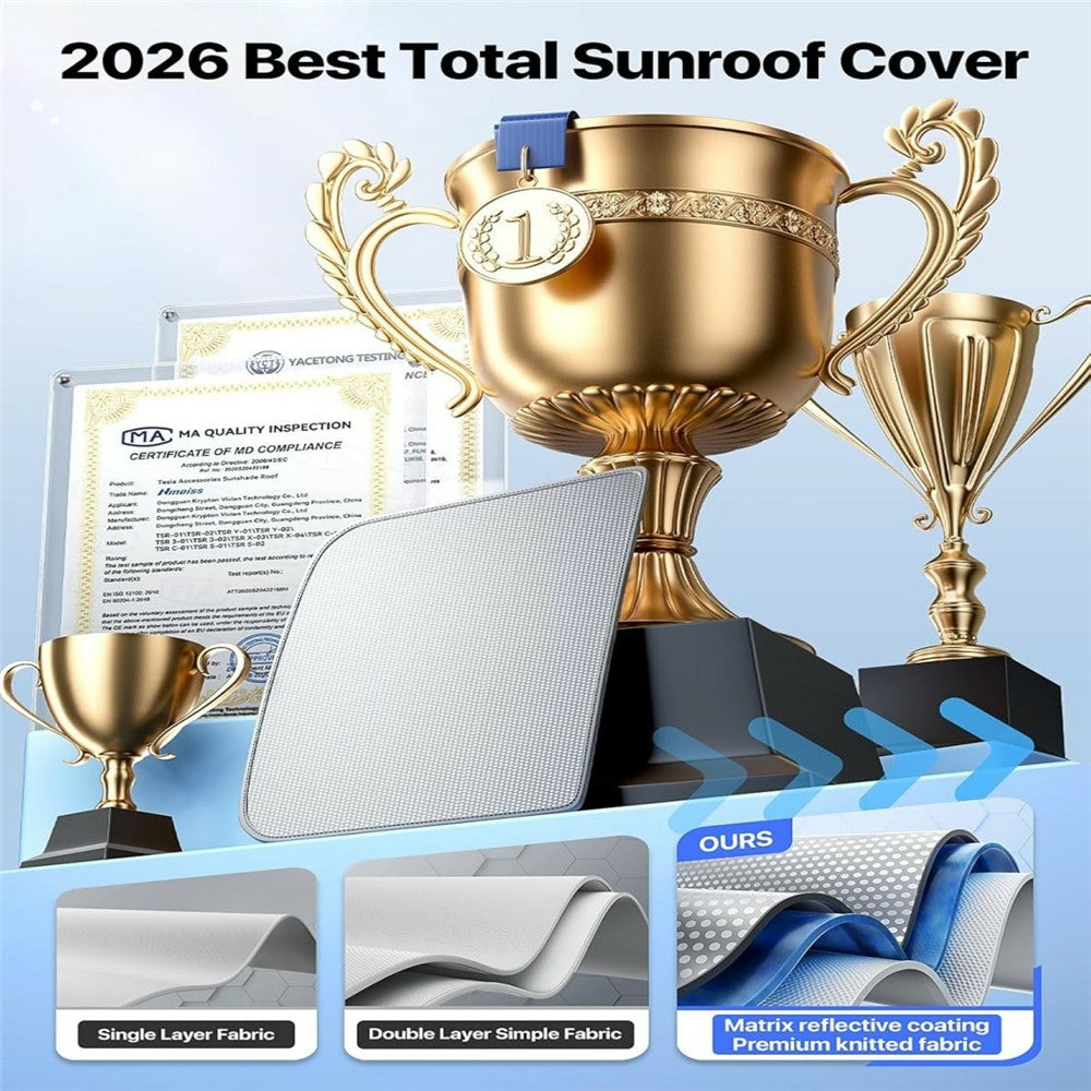 For Tesla Model 3 / Model Y (2025-2026) Juniper Sunroof Sunshade Double Layer Cooling UV Protection Car Roof Sunshade