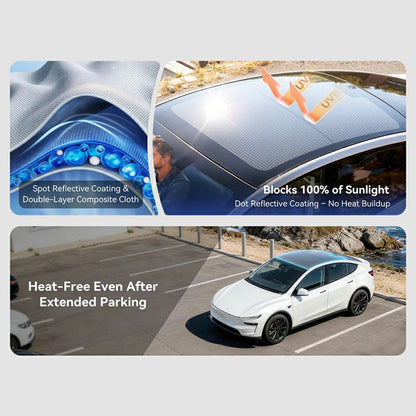For Tesla Model 3 / Model Y (2025-2026) Juniper Sunroof Sunshade Double Layer Cooling UV Protection Car Roof Sunshade