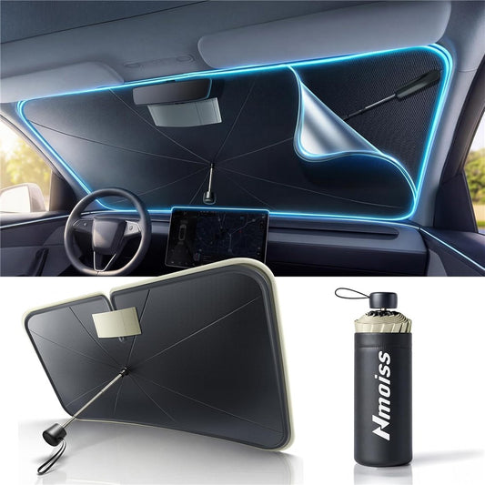 NMOISS M Size Car Windshield Sun Shade Umbrella Double Layer UPF50+ 99% UV Protection Umbrella Cover