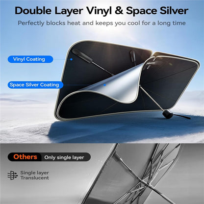 NMOISS M Size Car Windshield Sun Shade Umbrella Double Layer UPF50+ 99% UV Protection Umbrella Cover
