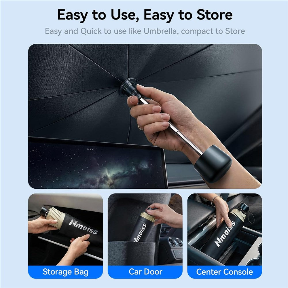 NMOISS M Size Car Windshield Sun Shade Umbrella Double Layer UPF50+ 99% UV Protection Umbrella Cover