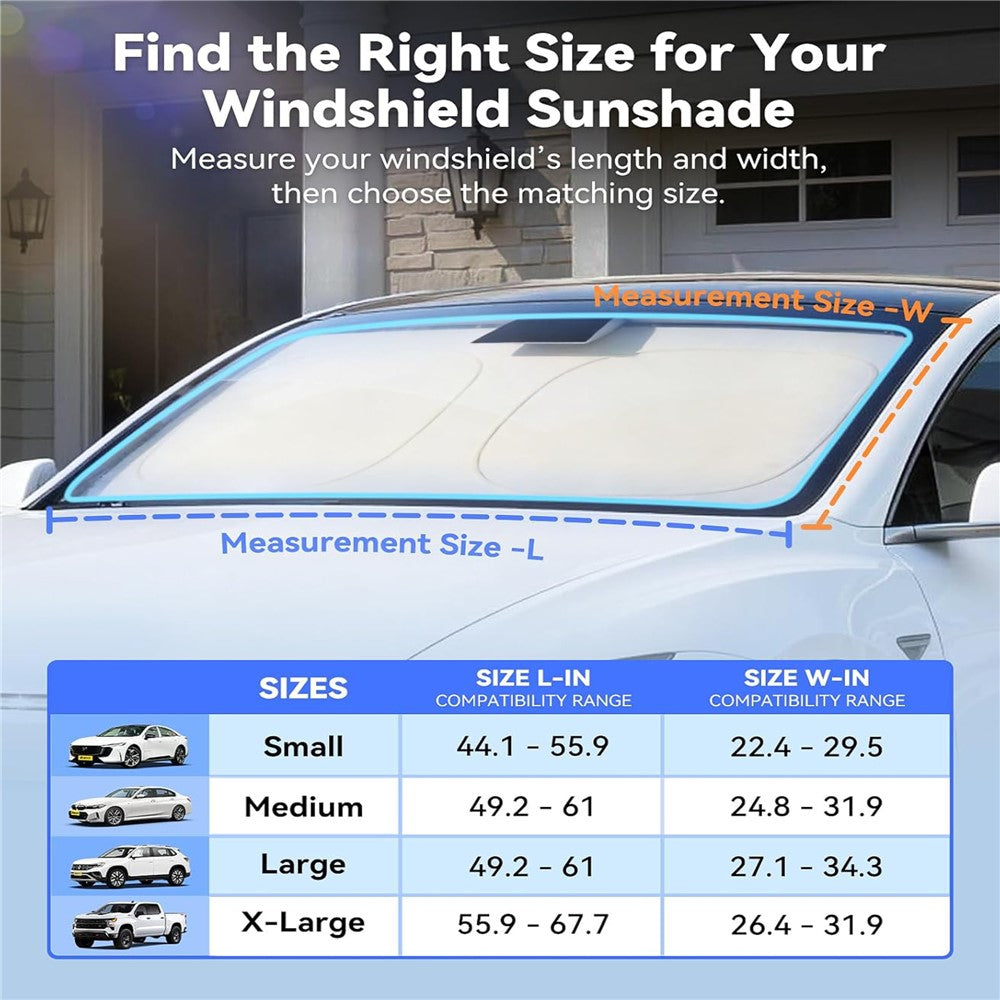 NMOISS M Size Car Windshield Sunshade Double Layer Heat Insulation 99% UV Protection UPF50+ Sun Shade Visor Shield Cover