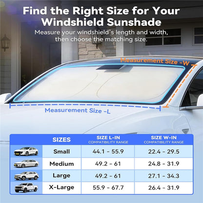 NMOISS M Size Car Windshield Sunshade Double Layer Heat Insulation 99% UV Protection UPF50+ Sun Shade Visor Shield Cover