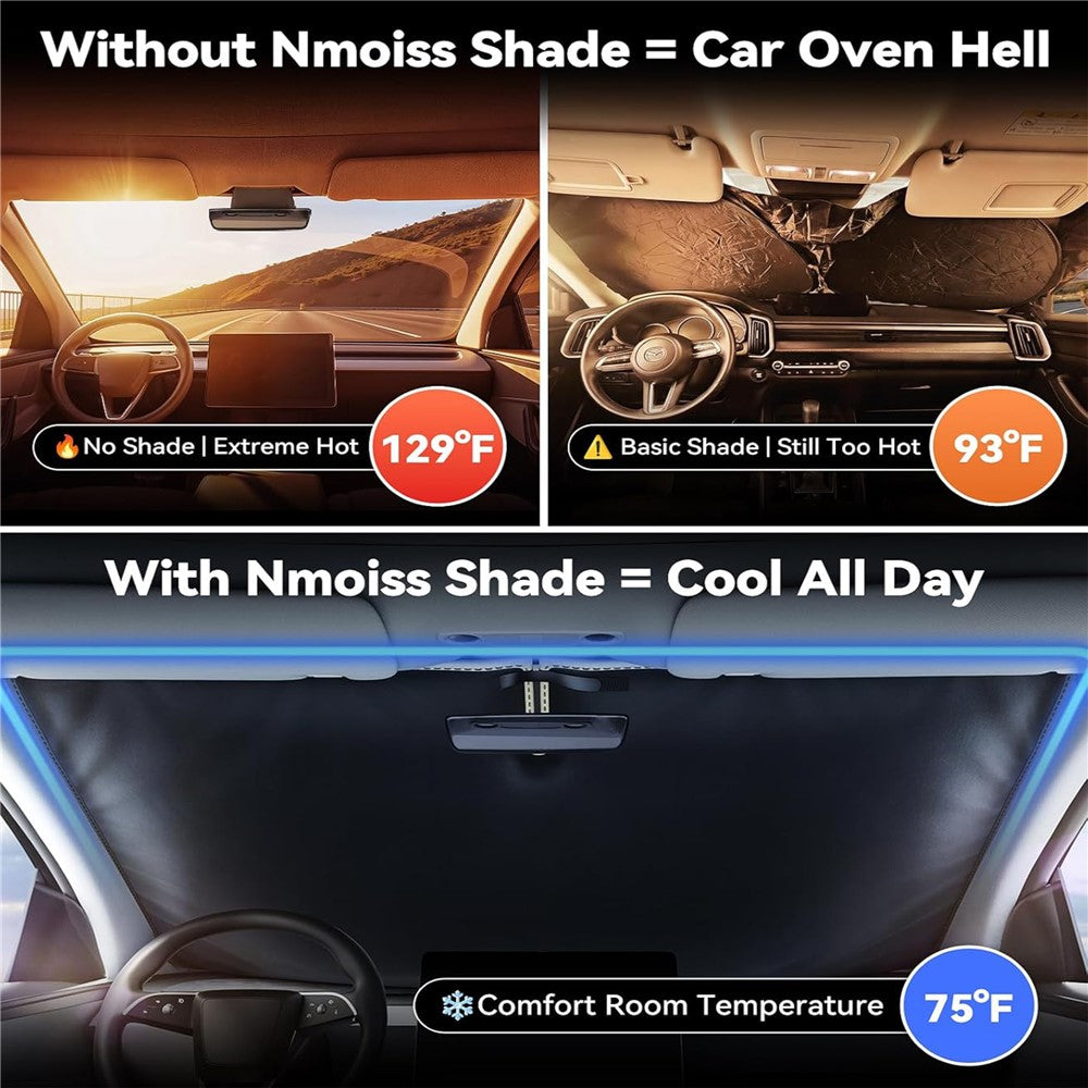 NMOISS M Size Car Windshield Sunshade Double Layer Heat Insulation 99% UV Protection UPF50+ Sun Shade Visor Shield Cover