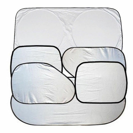 BY-342 6Pcs Car Windshield Sun Shade Set Silver Coated Cloth Car Windshield Cover Front Rear Window Visor