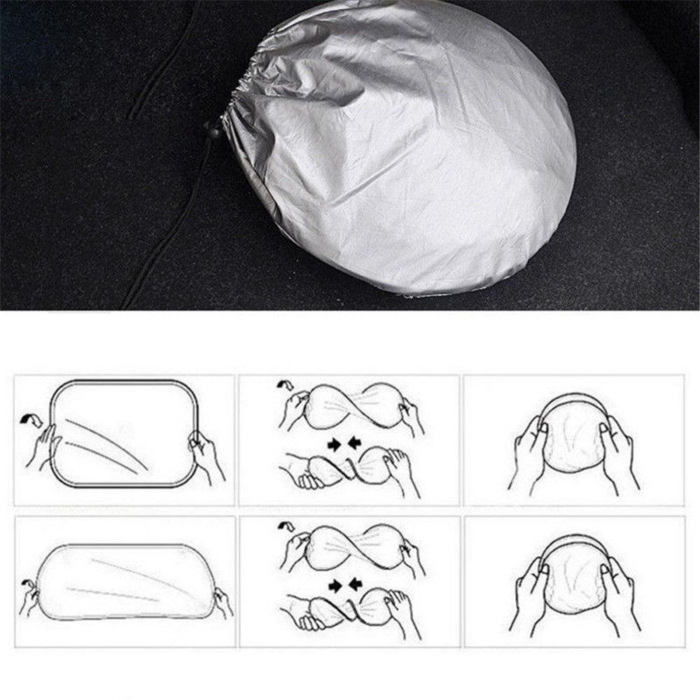 BY-342 6Pcs Car Windshield Sun Shade Set Silver Coated Cloth Car Windshield Cover Front Rear Window Visor