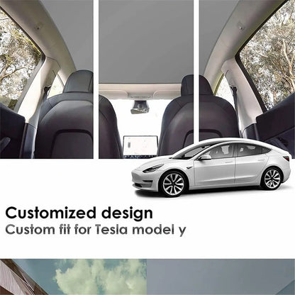 For Model Y 1 Set Car Rear Windshield Sun Shade + 2 Sets Glass Roof Sunshade + 2 Sets Triangle Sun Shade