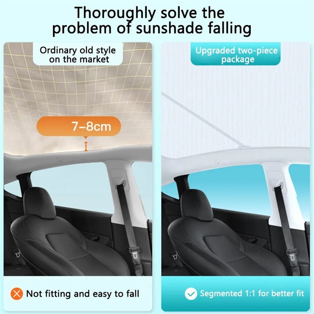 For Model Y 2 Sets Car Glass Roof Sunshade Anti UV Light Sun Shade