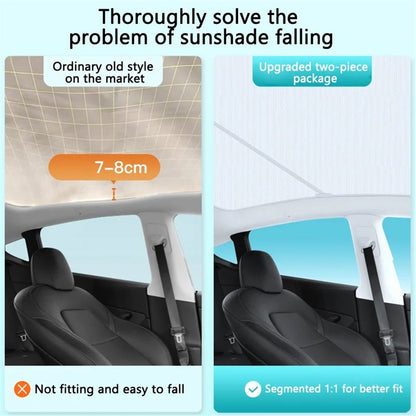 For Model Y 2 Sets Car Glass Roof Sunshade Anti UV Light Sun Shade