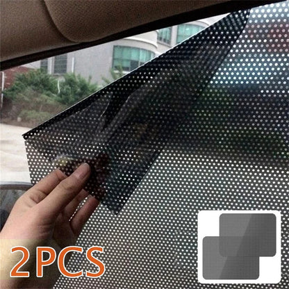 2Pcs 38x42cm Car Window Sunshade Sticker PVC Black Mesh Anti-UV Vehicle Glass Film