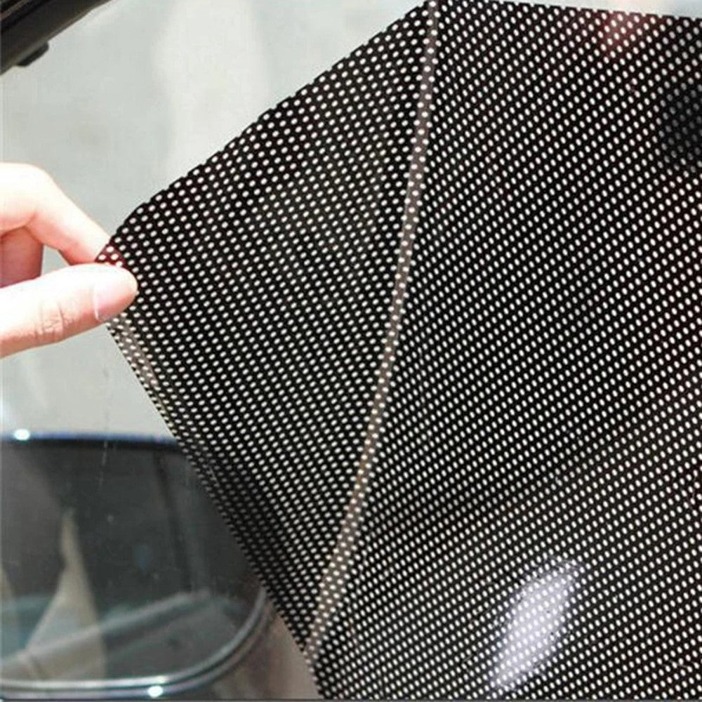 2Pcs 38x42cm Car Window Sunshade Sticker PVC Black Mesh Anti-UV Vehicle Glass Film