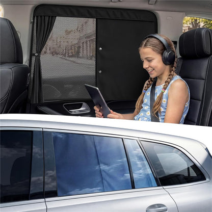 NMOISS M Size Magnetic Car Side Window Sunshade Zipper Suction Cup Design UV Protection Privacy Curtain