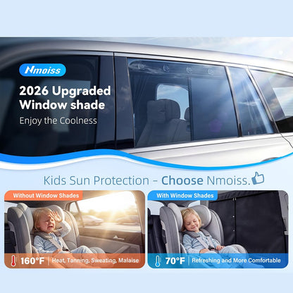 NMOISS M Size Magnetic Car Side Window Sunshade Zipper Suction Cup Design UV Protection Privacy Curtain
