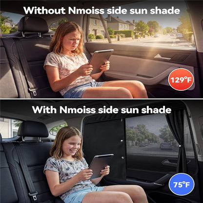 NMOISS M Size Magnetic Car Side Window Sunshade Zipper Suction Cup Design UV Protection Privacy Curtain