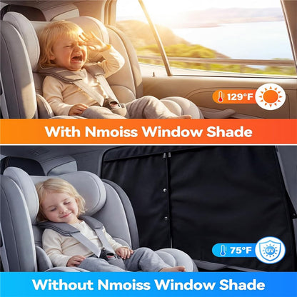 NMOISS M Size Magnetic Car Side Window Sunshade Zipper Suction Cup Design UV Protection Privacy Curtain