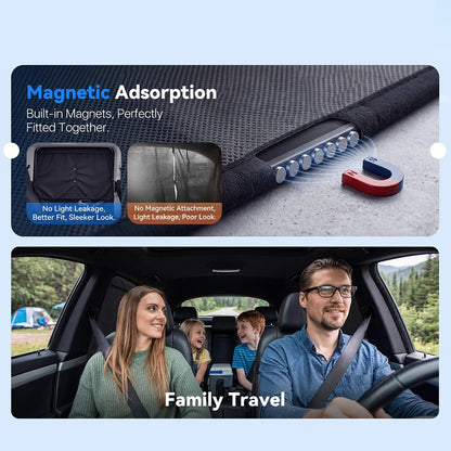 NMOISS M Size Magnetic Car Side Window Sunshade Zipper Suction Cup Design UV Protection Privacy Curtain