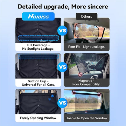 NMOISS M Size Magnetic Car Side Window Sunshade Zipper Suction Cup Design UV Protection Privacy Curtain