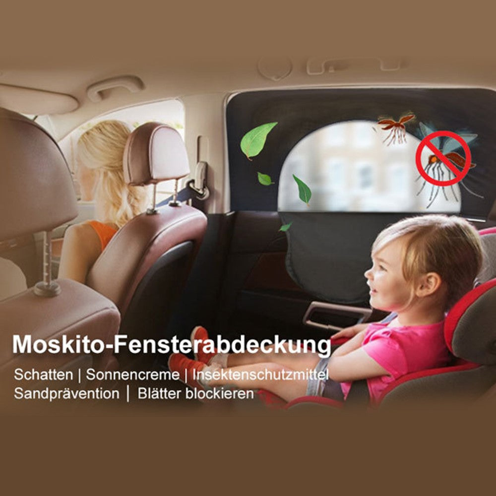 2Pcs / Set Anti-mosquito Car Window Mesh Curtain Sun Shade Breathable Window Curtain with Zipper Opening