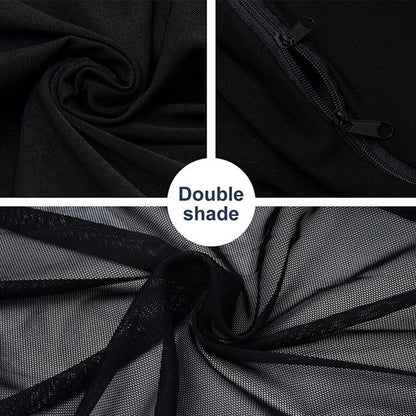 2Pcs / Set Anti-mosquito Car Window Mesh Curtain Sun Shade Breathable Window Curtain with Zipper Opening