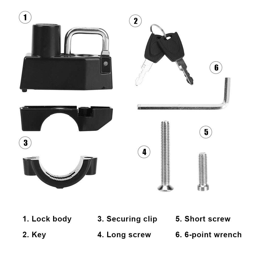 Motorcycle Handlebar Mount Lock Helmet Anti-theft Security Lock with 2 Keys