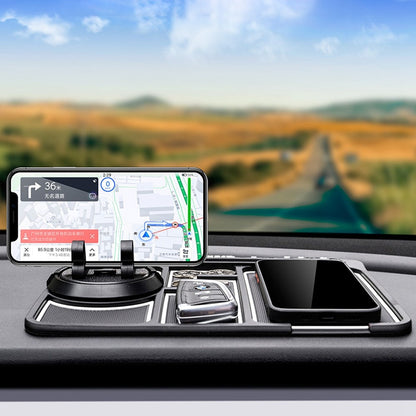 BAVISS B-28 4 in 1 Anti-Slip Dashboard Mat Phone Holder with Aromatherapy Slot/Car Temporary Parking Card Phone Number, Shake-proof Pad Phone Mount for Cars