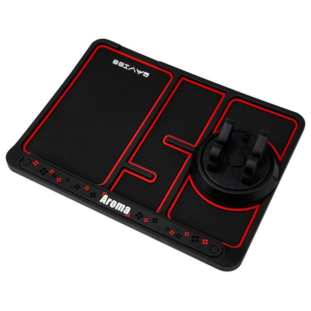 BAVISS B-28 4 in 1 Anti-Slip Dashboard Mat Phone Holder with Aromatherapy Slot/Car Temporary Parking Card Phone Number, Shake-proof Pad Phone Mount for Cars