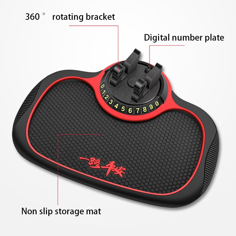 BAVISS B-25 3 in 1 Non-Slip Phone Holder Dashboard Phone Mat with Temporary Car Parking Card Number Plate Anti Shake Pad Phone Stand Mount for Universal Cars