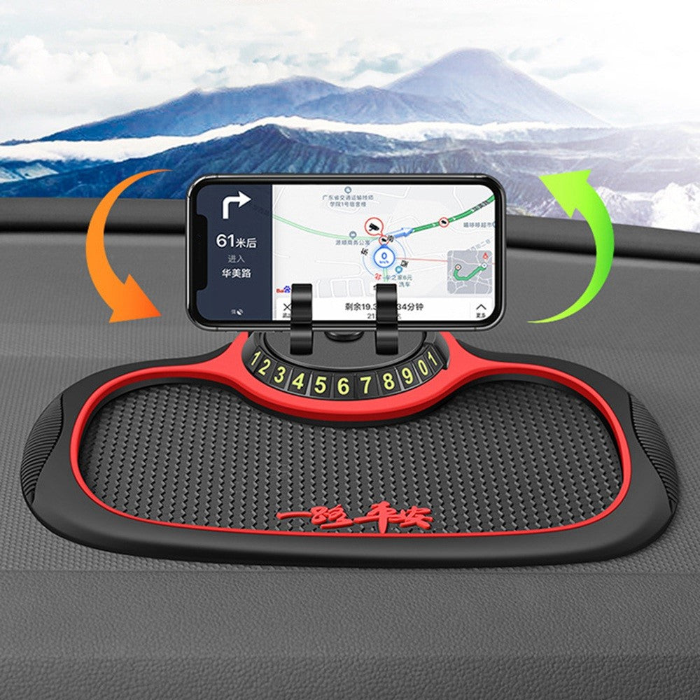 BAVISS B-25 3 in 1 Non-Slip Phone Holder Dashboard Phone Mat with Temporary Car Parking Card Number Plate Anti Shake Pad Phone Stand Mount for Universal Cars