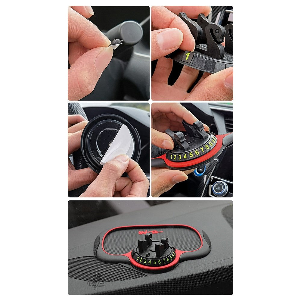 BAVISS B-25 3 in 1 Non-Slip Phone Holder Dashboard Phone Mat with Temporary Car Parking Card Number Plate Anti Shake Pad Phone Stand Mount for Universal Cars