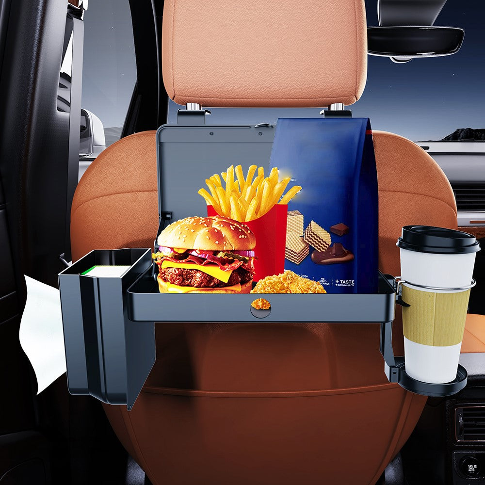 K255 Car Back Seat Food Tray Cup Holder Tissue Box Storage Rack Plastic Expandable Organizer