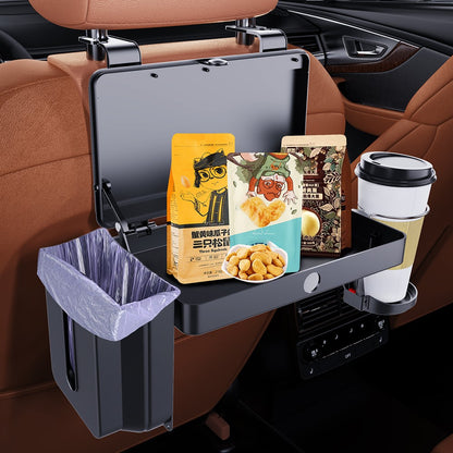 K255 Car Back Seat Food Tray Cup Holder Tissue Box Storage Rack Plastic Expandable Organizer