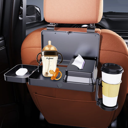 K255 Car Back Seat Food Tray Cup Holder Tissue Box Storage Rack Plastic Expandable Organizer