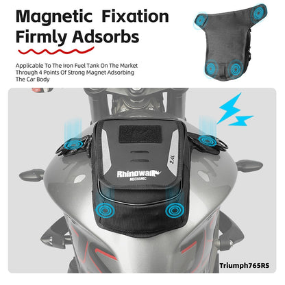 RHINOWALK MJX2008BK 2.4L Motorcycle Magnetic Tank Bag Multifunction Leg Bag Crossbody Waist Pack