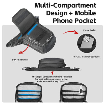 RHINOWALK MJX2008BK 2.4L Motorcycle Magnetic Tank Bag Multifunction Leg Bag Crossbody Waist Pack