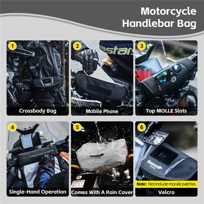 RHINOWALK MJX2010 Motorcycle Handlebar Bag Front Storage Pouch Phone Holder Crossbody Bag for Outdoor