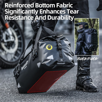 RHINOWALK MYS2401 20L Waterproof Motorcycle Tail Bag Reflective Roll Top Motorbike Luggage Bag