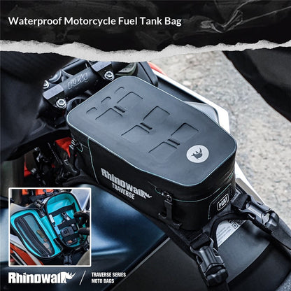 RHINOWALK MCY2601 2L Motorcycle Tank Bag Waterproof Reflective Front Storage Bag for TRaverse Series