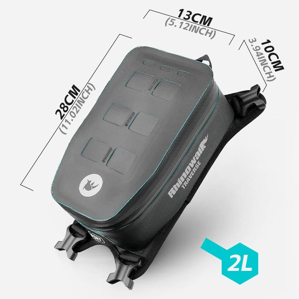RHINOWALK MCY2601 2L Motorcycle Tank Bag Waterproof Reflective Front Storage Bag for TRaverse Series