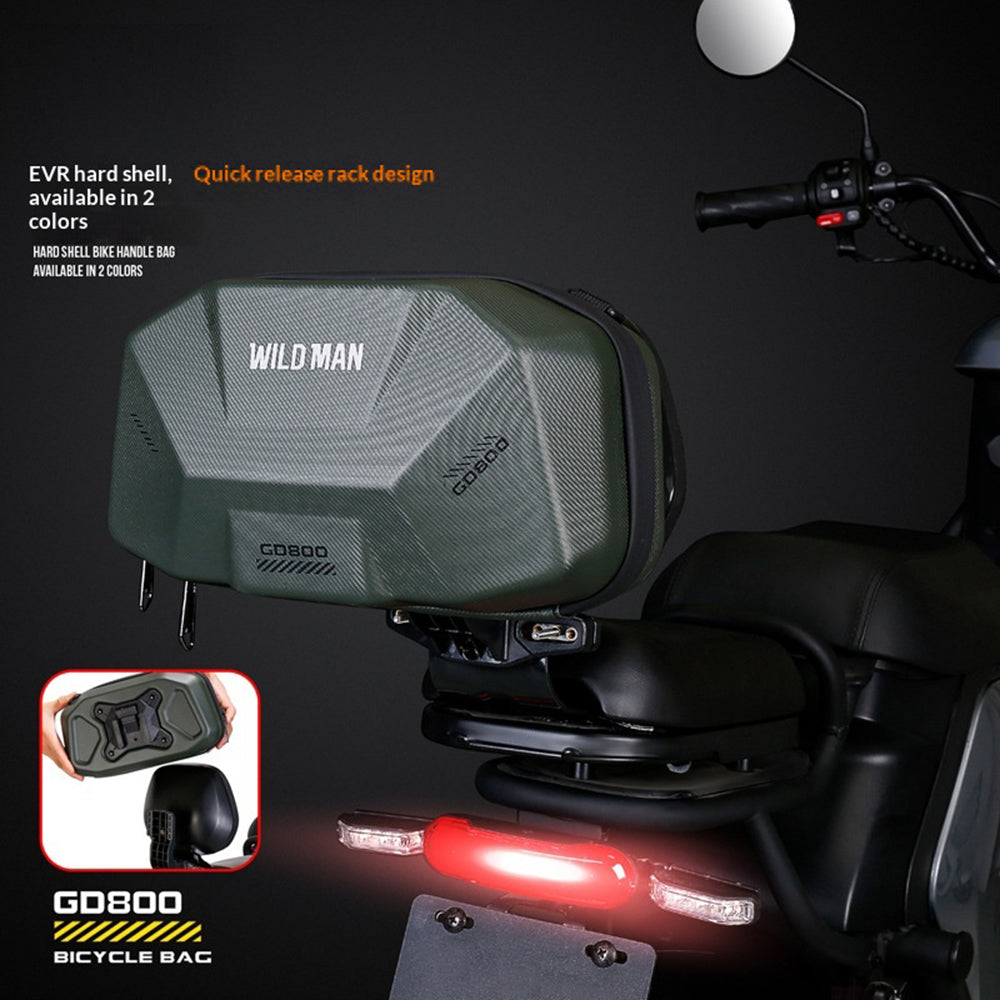 WILD MAN GD800 4L Electric Bike Rear Seat Bag EVA Hard Shell Waterproof Tail Box with Lock for E-bike Motorcycle