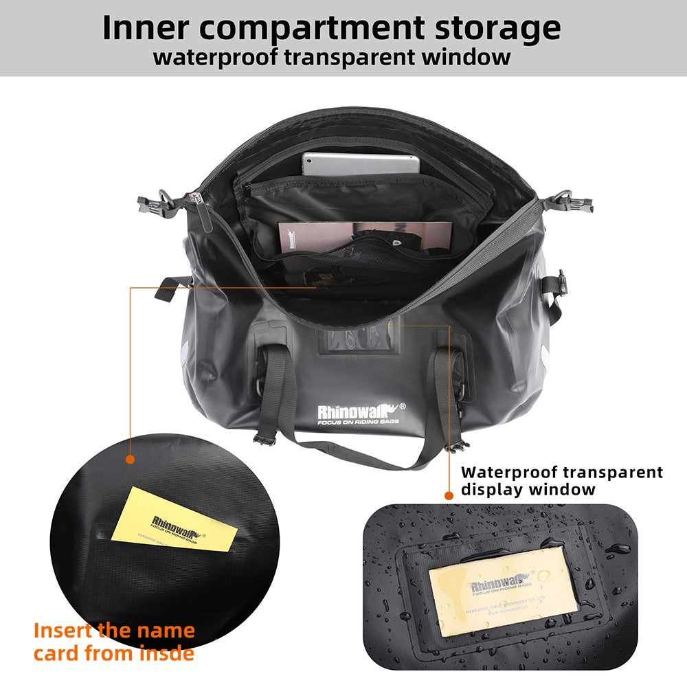 RHINOWALK MT20450BK 45L Waterproof Motorcycle Tail Bag Rear Seat Pouch with Shoulder Strap