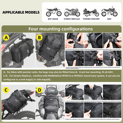 RHINOWALK MT2206 6L Waterproof Motorcycle Side Storage Bag Motorbike Side Bumper Bag
