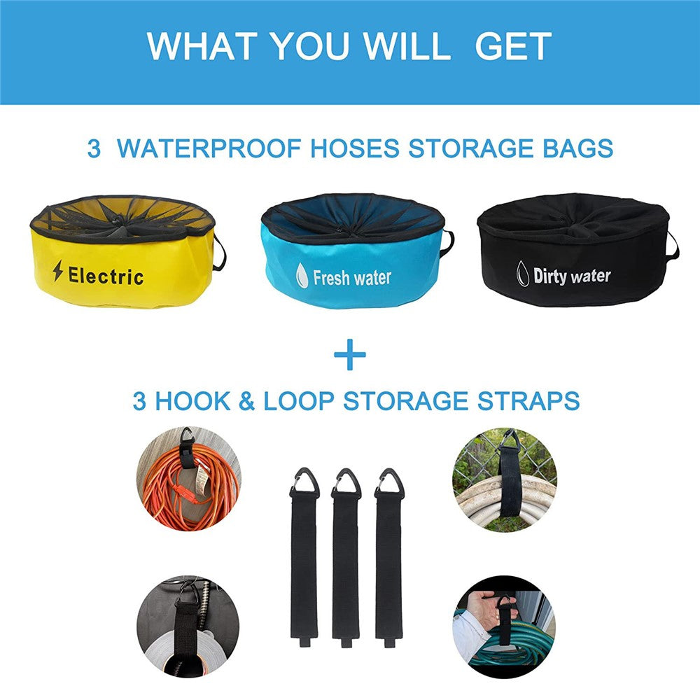 RV Water Hose Storage Bag Sewer Pipe Organizer 600D Oxford Cloth Wire Cable Storage Bag