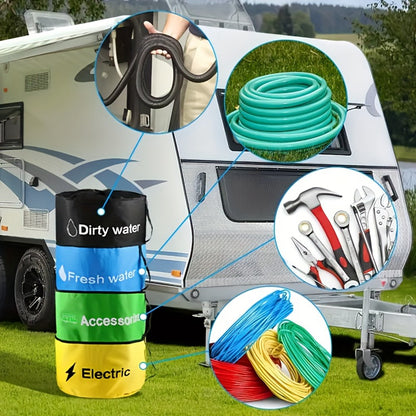 RV Water Hose Storage Bag Sewer Pipe Organizer 600D Oxford Cloth Wire Cable Storage Bag