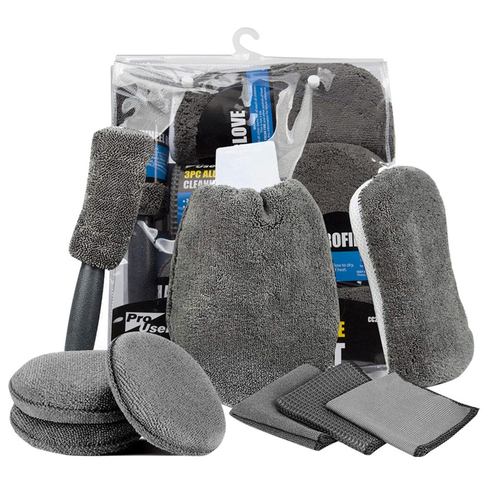 9Pcs / Set Car Cleaning Tools Sponge Microfiber Towel Brush Glove Car Washing Tools