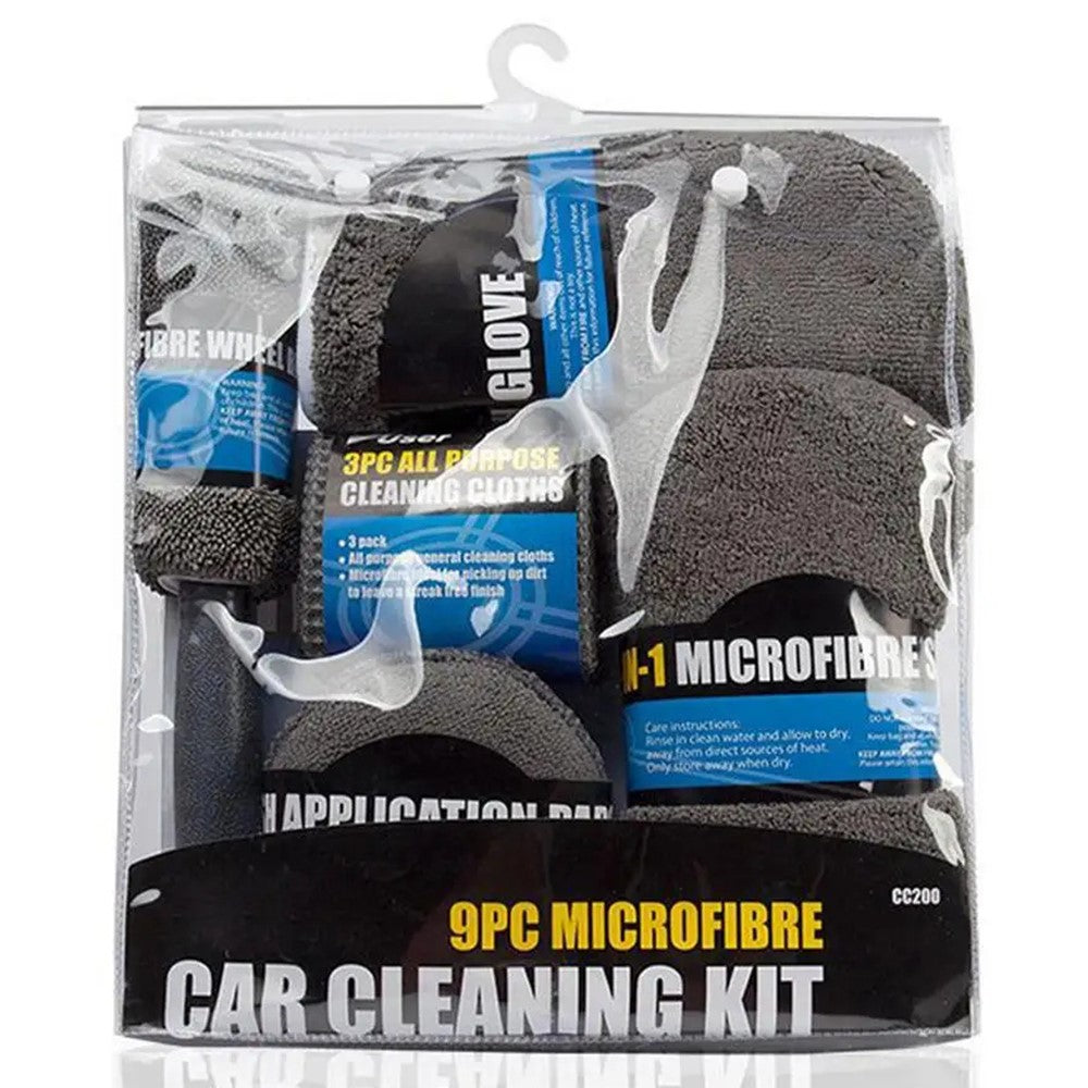 9Pcs / Set Car Cleaning Tools Sponge Microfiber Towel Brush Glove Car Washing Tools