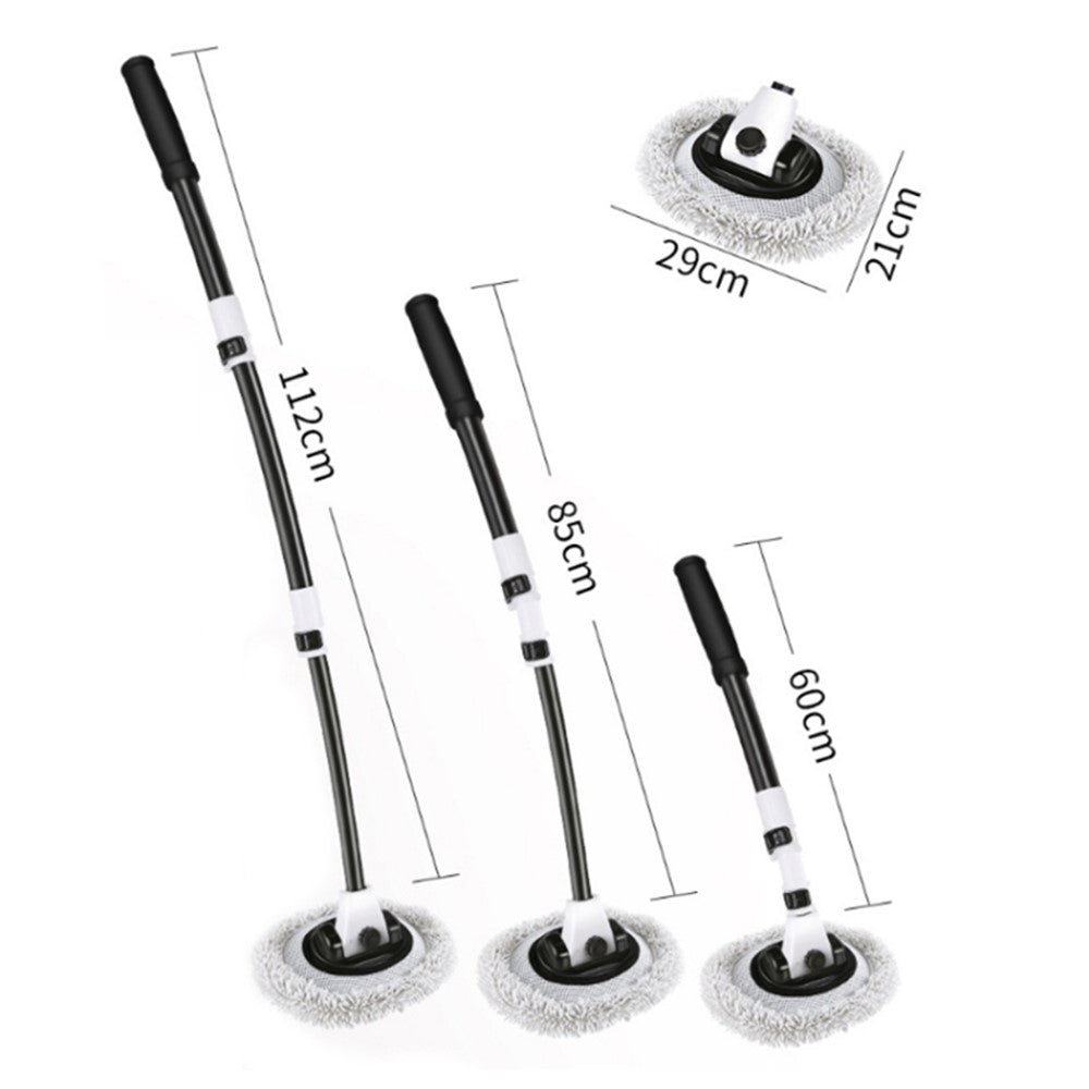 Curved Rod Telescopic Car Wash Chenille Brush Vehicle Washing Cleaning Mop with Replacement Brush Head