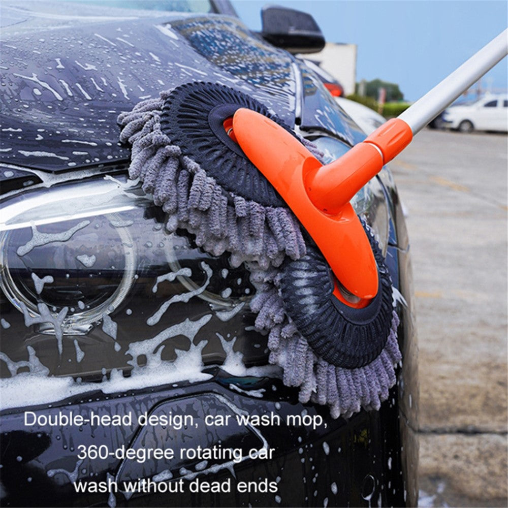 Dual Chenille Mop Head Telescopic Car Wash Mop 360 Degree Rotation Car Wash Brush