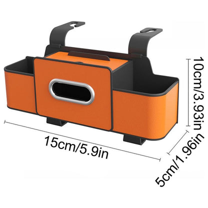 Car Seat Back Multi-Function Storage Organizer Leather+ABS Tissue Box Cup Holder with Hooks