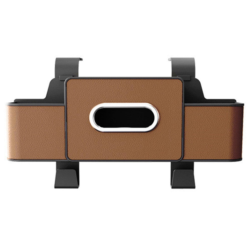 Car Seat Back Multi-Function Storage Organizer Leather+ABS Tissue Box Cup Holder with Hooks