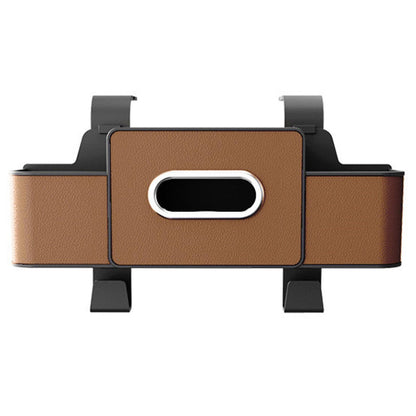 Car Seat Back Multi-Function Storage Organizer Leather+ABS Tissue Box Cup Holder with Hooks